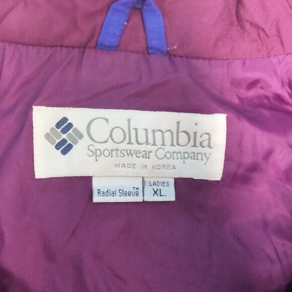 Vintage Columbia Magenta Made in Korea Bomber Style Jacket Women Size XL - Picture 7 of 9